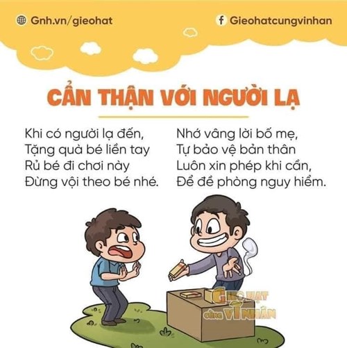 Dạy trẻ cách tự bảo vệ,giúp mình và giúp người thông qua bài thơ